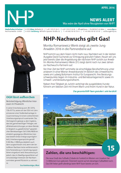 NHP News Alert April 2016 erschienen