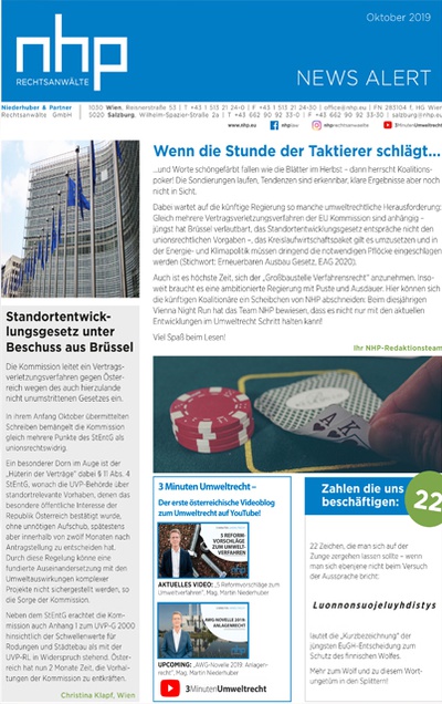 NHP News Alert Oktober 2019 erschienen