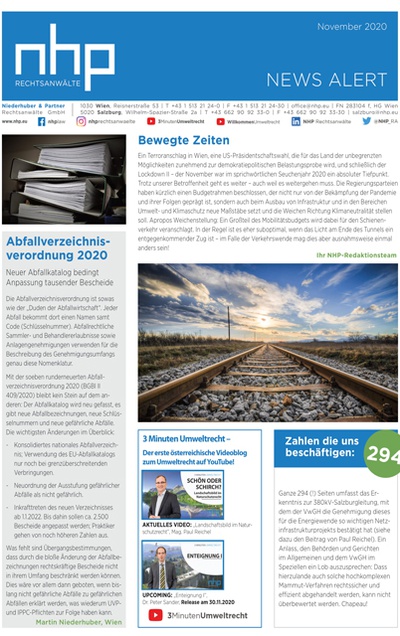 NHP NEWS ALERT NOVEMBER 2020 ERSCHIENEN